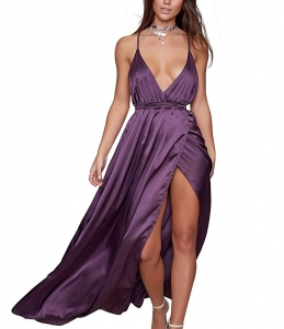 Sexy Deep V Neck Backless Split Maxi Cocktail Long Party Dresses 4