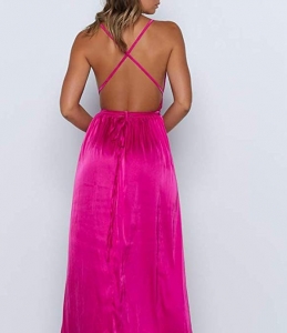 Sexy Deep V Neck Backless Split Maxi Cocktail Long Party Dresses 5